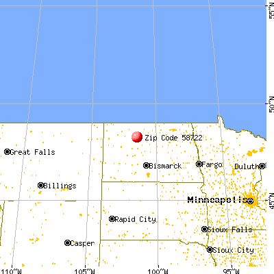 Burlington, ND (58722) map from a distance