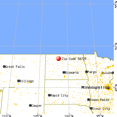 Carpio, ND (58725) map from a distance