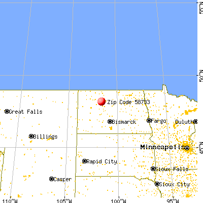 Des Lacs, ND (58733) map from a distance