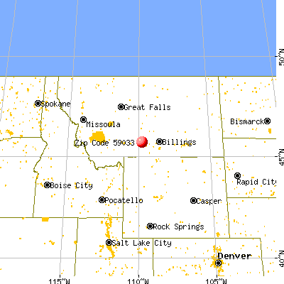Greycliff, MT (59033) map from a distance