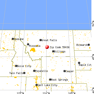 Harlowton, MT (59036) map from a distance