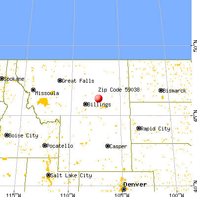 Hysham, MT (59038) map from a distance