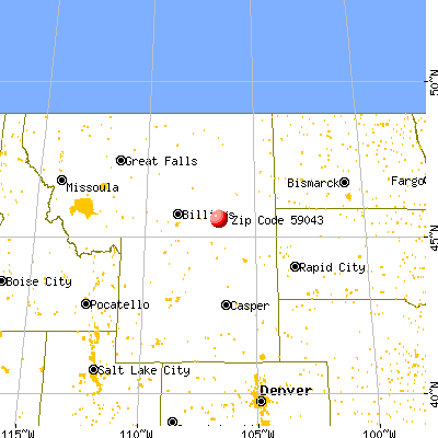 Lame Deer, MT (59043) map from a distance