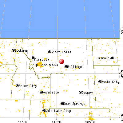 Ryegate, MT (59074) map from a distance