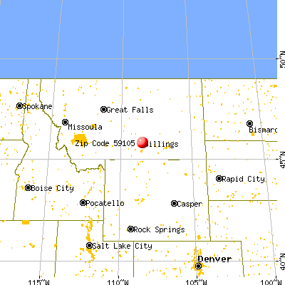 Billings, MT (59105) map from a distance
