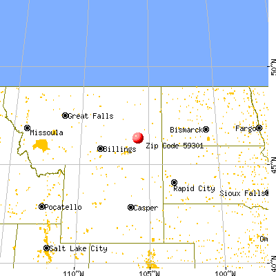 Miles City, MT (59301) map from a distance