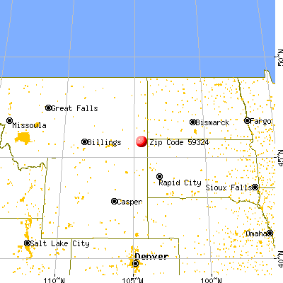Ekalaka, MT (59324) map from a distance