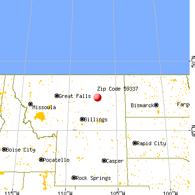 Jordan, MT (59337) map from a distance