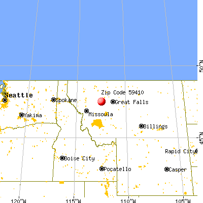 Augusta, MT (59410) map from a distance