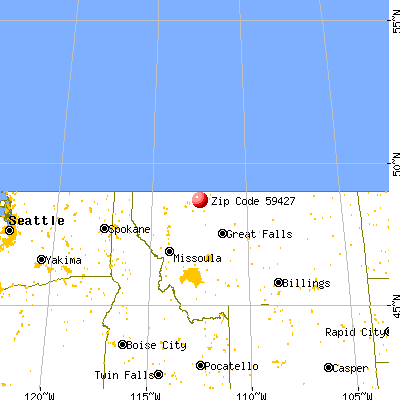 Santa Rita, MT (59427) map from a distance