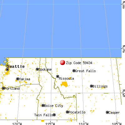 East Glacier Park Village, MT (59434) map from a distance