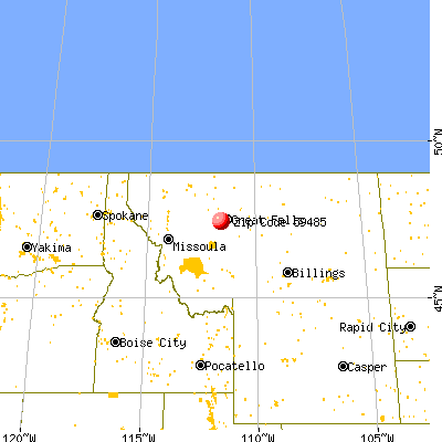 Ulm, MT (59485) map from a distance