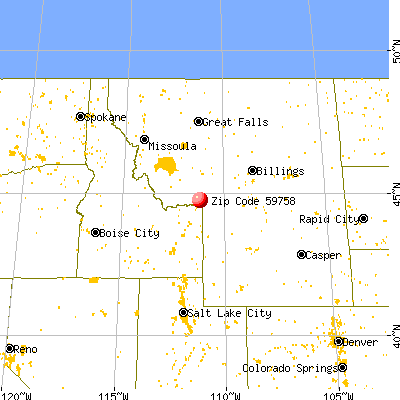 West Yellowstone, MT (59758) map from a distance