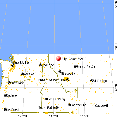 Columbia Falls, MT (59912) map from a distance