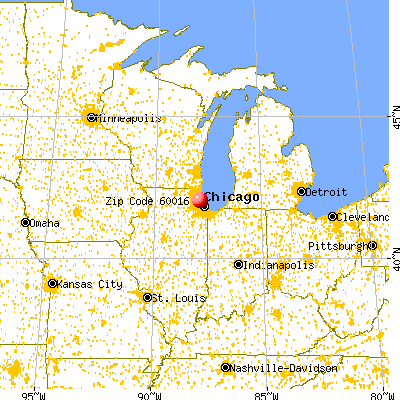 Des Plaines, IL (60016) map from a distance