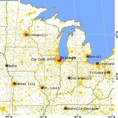 Skokie, IL (60076) map from a distance