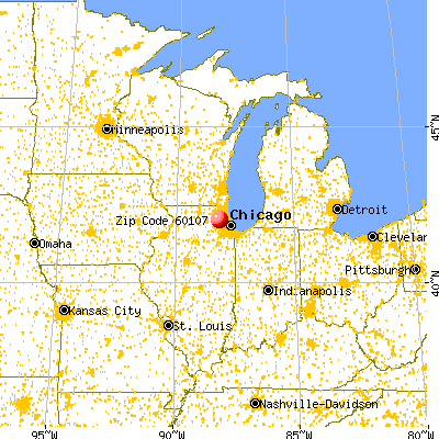 Streamwood, IL (60107) map from a distance