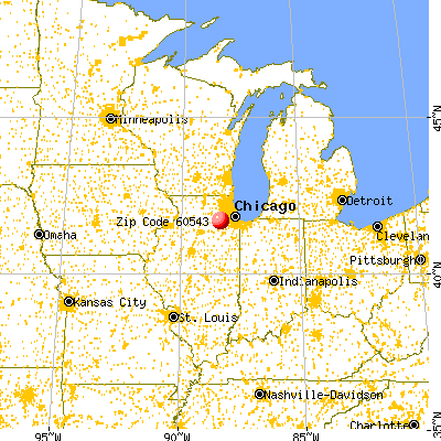 Oswego, IL (60543) map from a distance