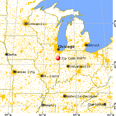Watseka, IL (60970) map from a distance