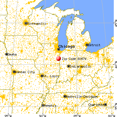 Woodland, IL (60974) map from a distance