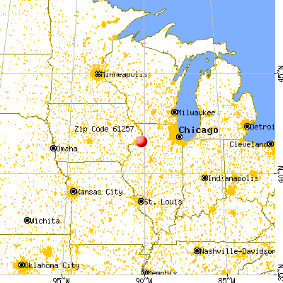 East Moline, IL (61257) map from a distance