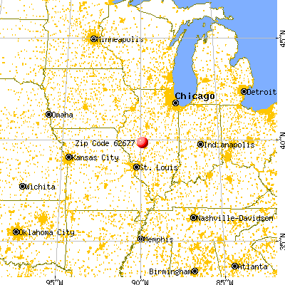 Pleasant Plains, IL (62677) map from a distance