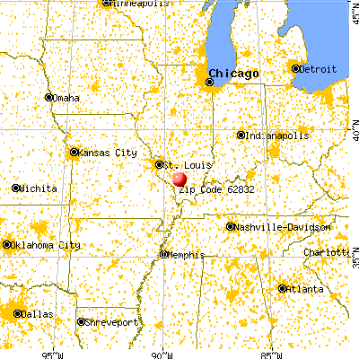 Du Quoin, IL (62832) map from a distance
