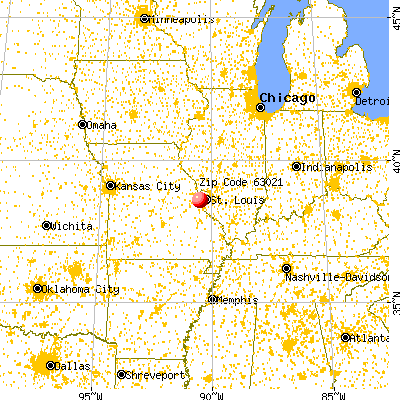 Ballwin, MO (63021) map from a distance