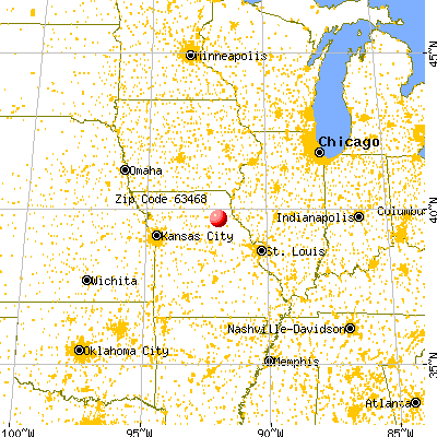 Shelbina, MO (63468) map from a distance