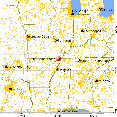 Gideon, MO (63848) map from a distance