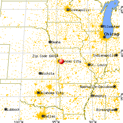 Blue Springs, MO (64014) map from a distance