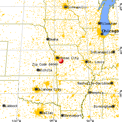 Holden, MO (64040) map from a distance