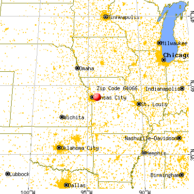 Levasy, MO (64066) map from a distance