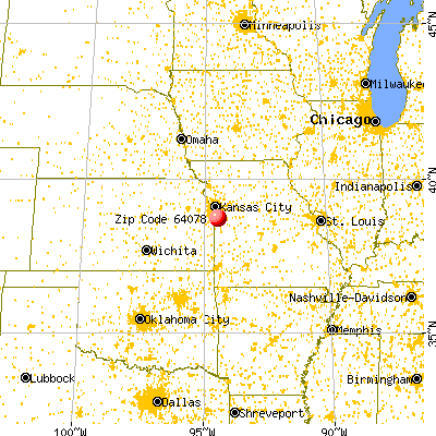 Peculiar, MO (64078) map from a distance