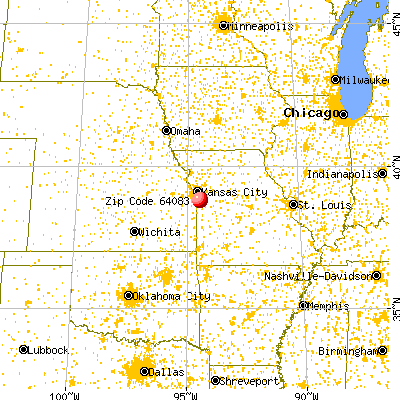 Raymore, MO (64083) map from a distance