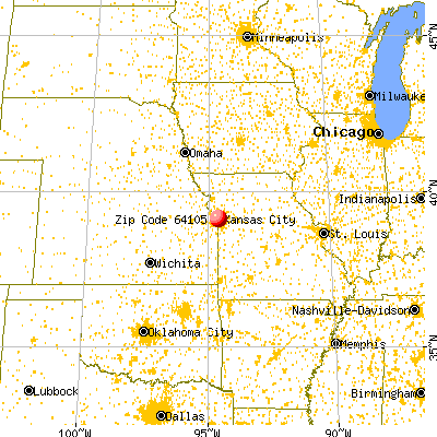 Kansas City, MO (64105) map from a distance