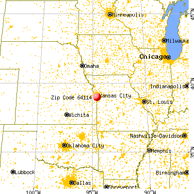 Kansas City, MO (64114) map from a distance