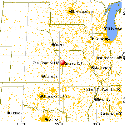 Kansas City, MO (64118) map from a distance
