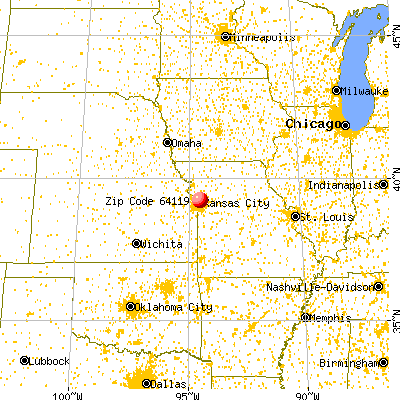 Kansas City, MO (64119) map from a distance