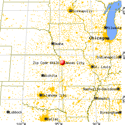 Kansas City, MO (64120) map from a distance