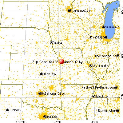 Kansas City, MO (64126) map from a distance