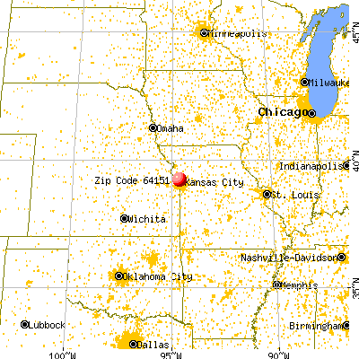 Kansas City, MO (64151) map from a distance
