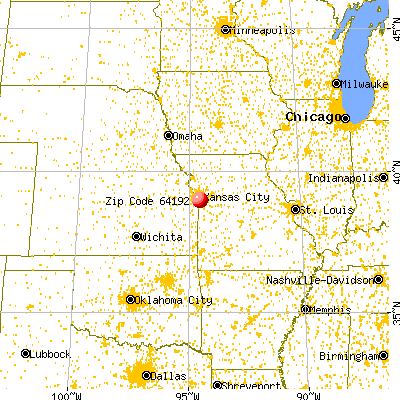 Kansas City, MO (64192) map from a distance