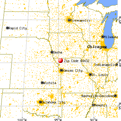 Clyde, MO (64432) map from a distance