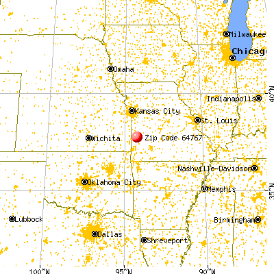 Milo, MO (64767) map from a distance