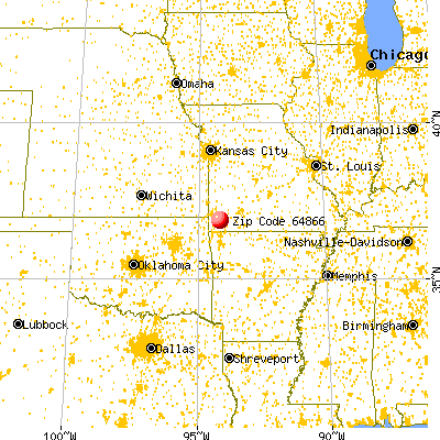 Newtonia, MO (64866) map from a distance