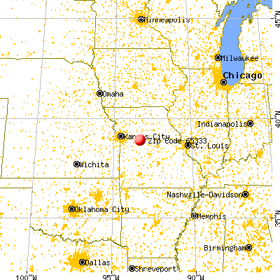 Houstonia, MO (65333) map from a distance