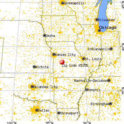 Warsaw, MO (65355) map from a distance