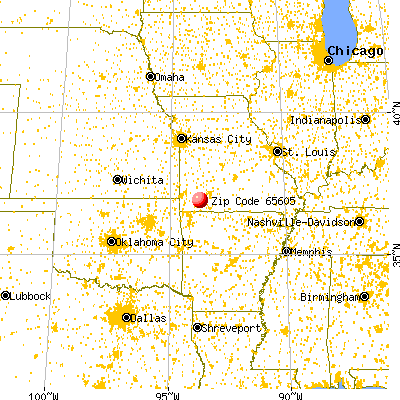 Aurora, MO (65605) map from a distance