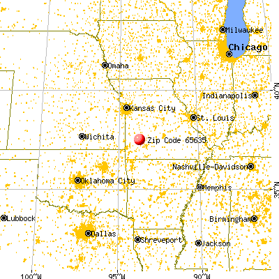 Dadeville, MO (65635) map from a distance